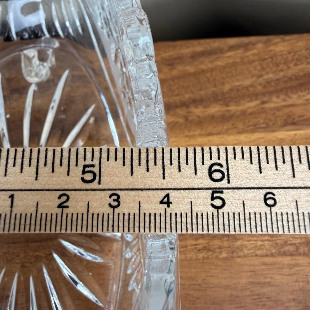 Crystal Clear Industries Flora Yugoslavia Oval Footed Bowl Frosted Rose Crystal